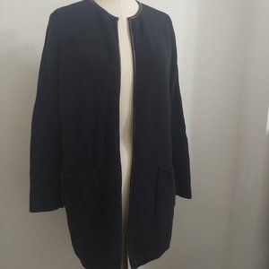 Faux Leather Trim Coatigan